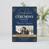 Goudblauw  Classic Afstuderen Kaart (Staand voorkant)