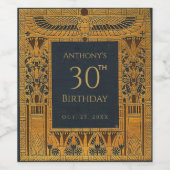 Goudblauw Egyptisch thema Elegant Wijn Etiket (Enkel label)