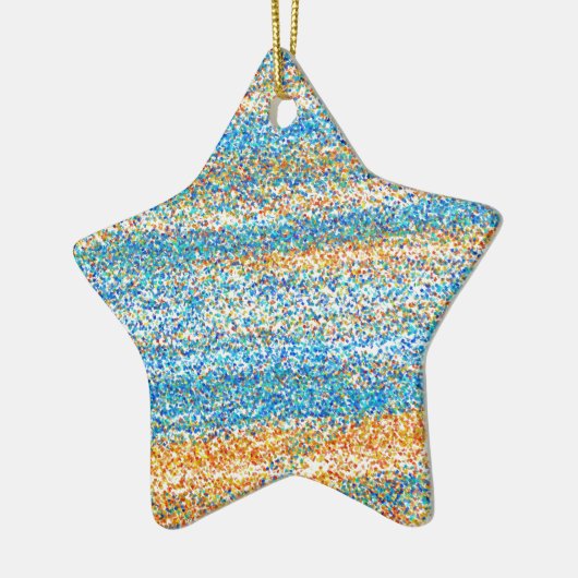 Goudblauw Glitter Abstract Keramisch Ornament (Links)