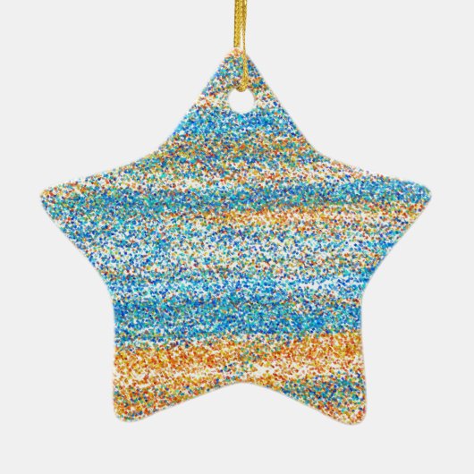 Goudblauw Glitter Abstract Keramisch Ornament (Achterkant)