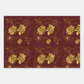 Goudblauw, groen en bordeauxrood  inpakpapier vel (Voorkant 3)