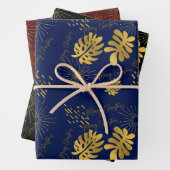 Goudblauw, groen en bordeauxrood  inpakpapier vel (In situ)