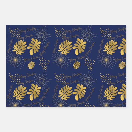 Goudblauw, groen en bordeauxrood  inpakpapier vel (Voorkant)