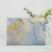 Goudblauw Groen Marmeren Alcoholinkt Abstracte Kun Bedankkaart (Staand voorkant)