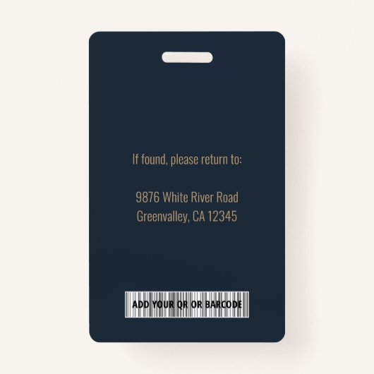 Goudblauw-ID voor persoonlijk medewerker Badge (Achterkant)