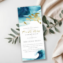 Goudblauw onderwater Zee Vis Eerste Heilige Commun Kaart