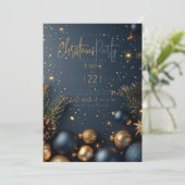 Goudblauw Ornament met groen kerstvakantie Kaart (Staand voorkant)