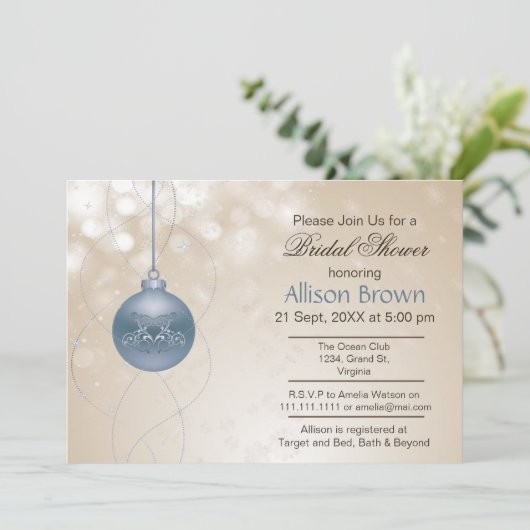 goudblauw ornament Snowflakes Winter Vrijgezellenf Kaart (Staand voorkant)