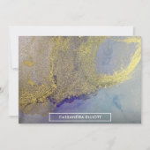 Goudblauw Paarse marmeren alcoholinkt Abstracte ku Bedankkaart (Voorkant)