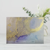 Goudblauw Paarse marmeren alcoholinkt Abstracte ku Bedankkaart (Staand voorkant)