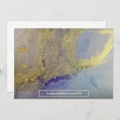 Goudblauw Paarse marmeren alcoholinkt Abstracte ku Bedankkaart (Voorkant / Achterkant)