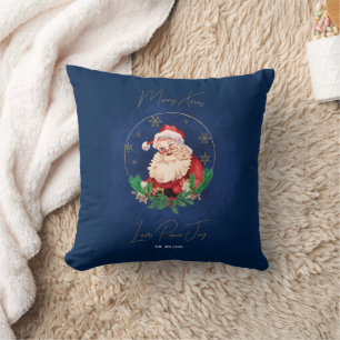 Goudblauw Santa Elegant  Vrolijk Kerstfeest Kussen