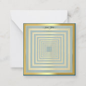 Goudblauw vierkant elegant 3d-effect notitiekaartje (Achterkant)