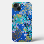 Goudblauw Wit Japans Kimono Floral Case-Mate iPhone Case (Achterkant)