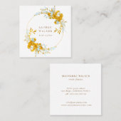 Goudblauwe bloemen Elegant Visitekaartje (Voorkant / Achterkant)