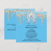 Goudblauwe glitter-diamantboogschimmels kaart (Voorkant / Achterkant)