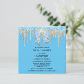 Goudblauwe glitter-diamantboogschimmels kaart (Staand voorkant)