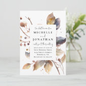 Goudblauwe herfst laat twee worden een bijbel brui kaart (Staand voorkant)