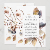 Goudblauwe herfst laat twee worden een bijbel brui kaart (Voorkant / Achterkant)