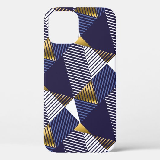 Goudblauwe luxe: geometrisch naadloos patroon Case-Mate iPhone case (Achterkant)
