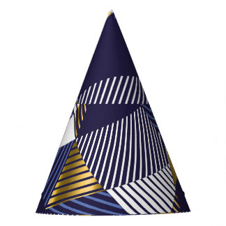 Goudblauwe luxe: geometrisch naadloos patroon feesthoedjes