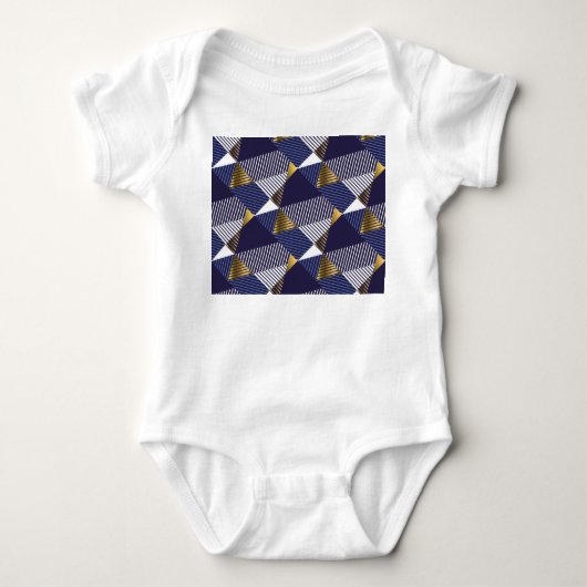 Goudblauwe luxe: geometrisch naadloos patroon romper (Voorkant)
