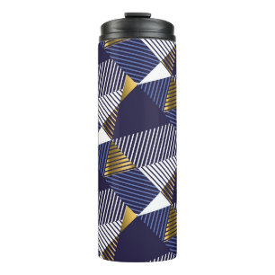 Goudblauwe luxe: geometrisch naadloos patroon thermosbeker