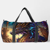 Goudblauwe Paarse draak met toren Plunjezak (Voorkant)