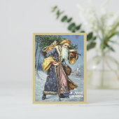  goudblauwe vader kerstboom en speelgoed feestdagenkaart (Staand voorkant)