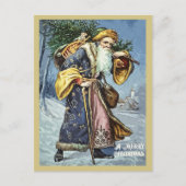  goudblauwe vader kerstboom en speelgoed feestdagenkaart (Voorkant)