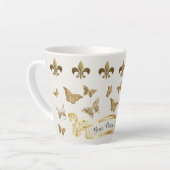 Goudblik op maat Fleur de Lis Butterfly-Mok Latte Mok (Linkerhoek)
