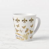 Goudblik op maat Fleur de Lis Butterfly-Mok Latte Mok (Rechterhoek)