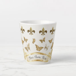 Goudblik op maat Fleur de Lis Butterfly-Mok Latte Mok
