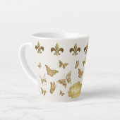 Goudblik op maat Fleur de Lis Butterfly-Mok Latte Mok (Linkerhoek)