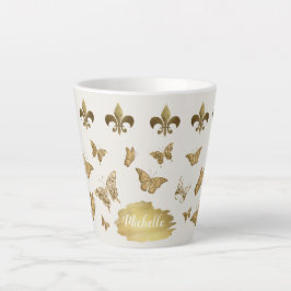 Goudblik op maat Fleur de Lis Butterfly-Mok Latte Mok