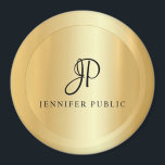 Goudblik Sjabloon Monogram Matig groot Magneet<br><div class="desc">Elegant Faux Gold Sjabloon Monogram Modern Large Round Magnet.</div>