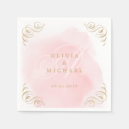 Goudbloedige kalligrafie bruiloft servet (Voorkant)