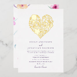 Goudbloem Botanische hartwonden Folie Uitnodiging