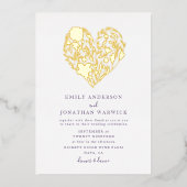 Goudbloem Botanische hartwonden Folie Uitnodiging (Voorkant)