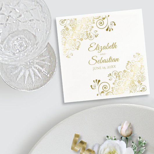 goudbloem Filigree Elegant White Wedding Servet
