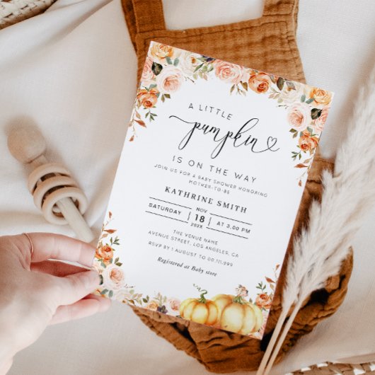 goudbloem kleine pompoen baby shower kaart