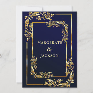 Goudbloem met elegant lijst-huwelijksontwerp kaart