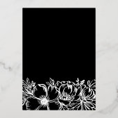 Goudbloem met lijst elegante trouwerij zwart folie uitnodiging (Achterkant)
