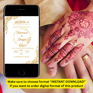 Goudbloem  Moslim Bruiloft Uitnodiging Nikah