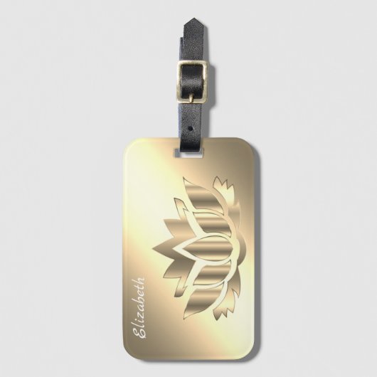 Goudbloem van metaal bagagelabel (Voorkant (verticaal))