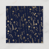 Goudbloemblauw blauw haar make-up typografie vierkante visitekaartje (Achterkant)