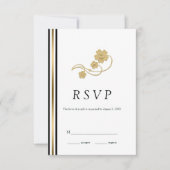Goudbloemen en goudlijnen RSVP kaartje (Voorkant)