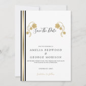 Goudbloemen en -strips save the date (Voorkant)