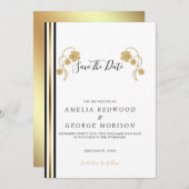 Goudbloemen en -strips save the date (Voorkant / Achterkant)