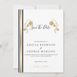 Goudbloemen en -strips save the date